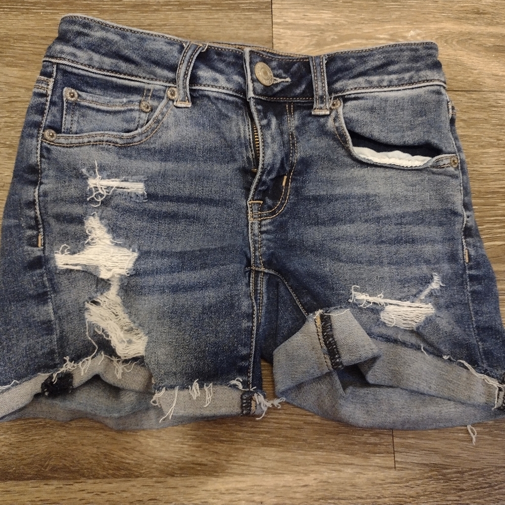 American Eagle Distressed Midi Jean Shorts